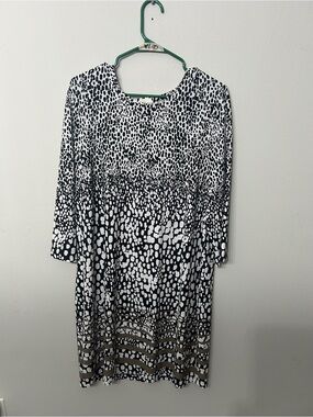 Women’s Chico’s Black White Animal Print Tunic Dress Size 3